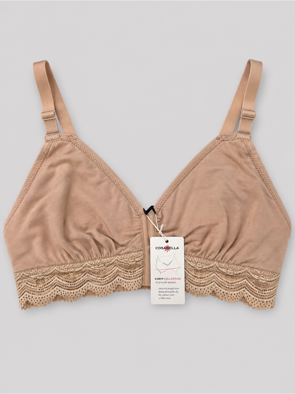 Cosabella Ceylon Modal Curvy Bralette Sette Nude Beige Wireless Medium NWT